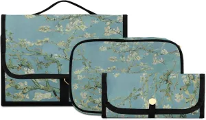 senya Van Gogh Almond Flower Tree Toiletry Bag Hanging Travel Makeup Bag 3 PCS, Portable Makeup Organizer Cosmetic Bag Clear