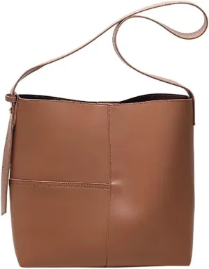 Shoulder Bag for Women Minimalist Bucket Bag Spacious Tote Handbag Everyday Commuter Bag with Zipper Cosmetic Pouch