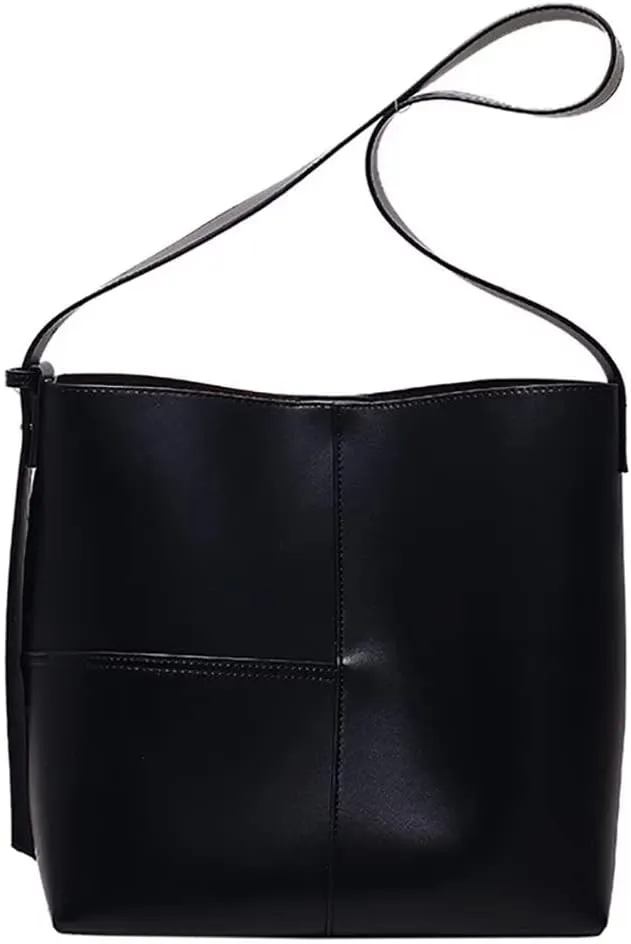 Shoulder Bag for Women Minimalist Bucket Bag Spacious Tote Handbag Everyday Commuter Bag with Zipper Cosmetic Pouch