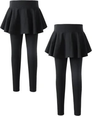 Skirt Leggings for Girls School Uniform, Pants for Girls Kids Toddler Ruffle Skirt Pull On Warm Clothes