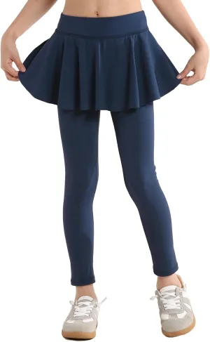 Skirt Leggings for Girls School Uniform, Pants for Girls Kids Toddler Ruffle Skirt Pull On Warm Clothes