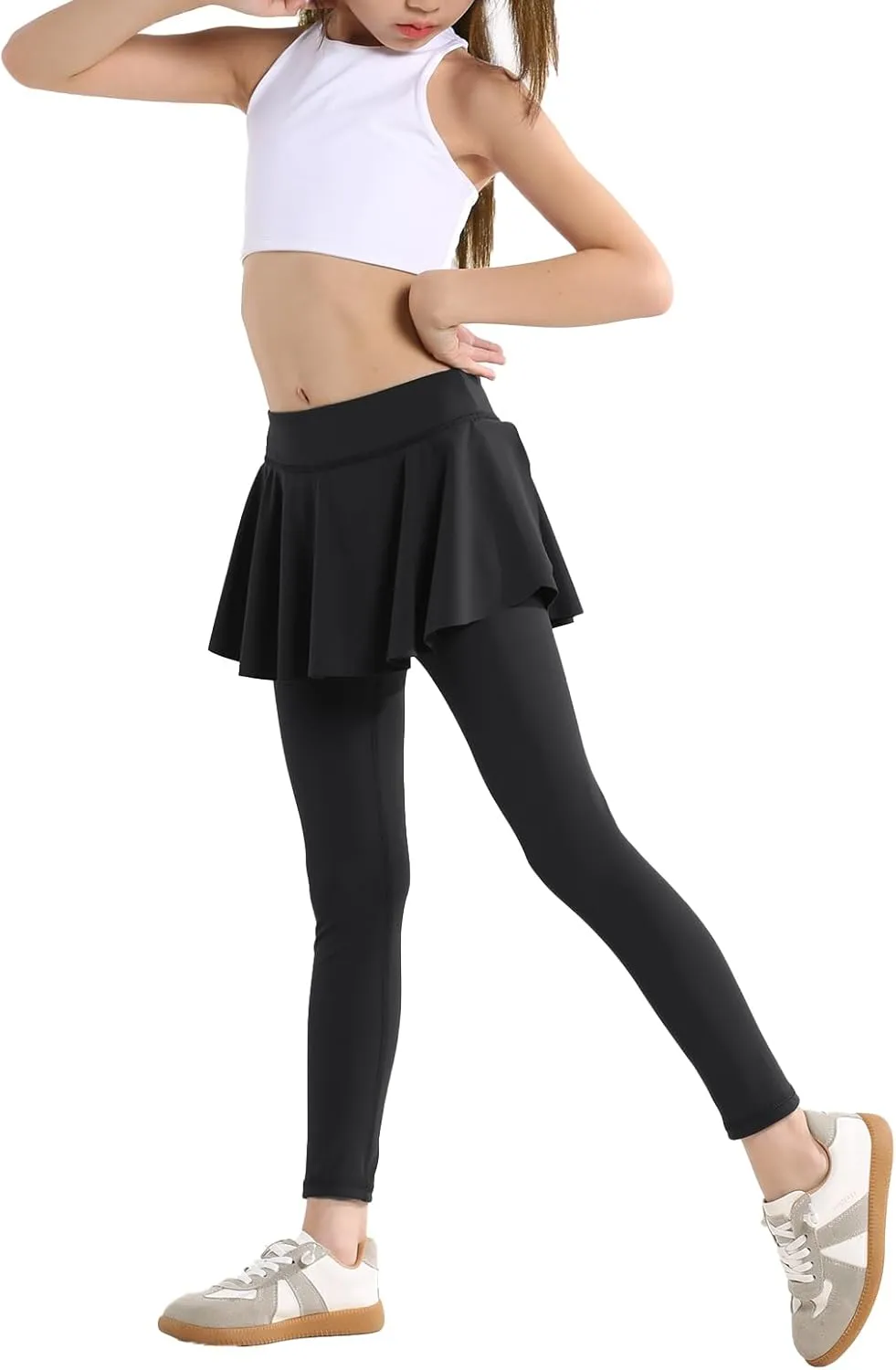 Skirt Leggings for Girls School Uniform, Pants for Girls Kids Toddler Ruffle Skirt Pull On Warm Clothes
