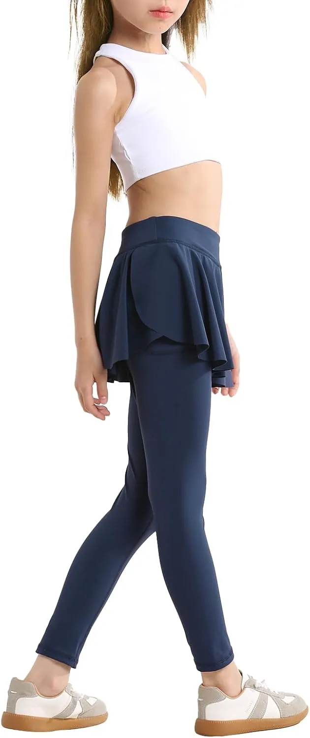 Skirt Leggings for Girls School Uniform, Pants for Girls Kids Toddler Ruffle Skirt Pull On Warm Clothes