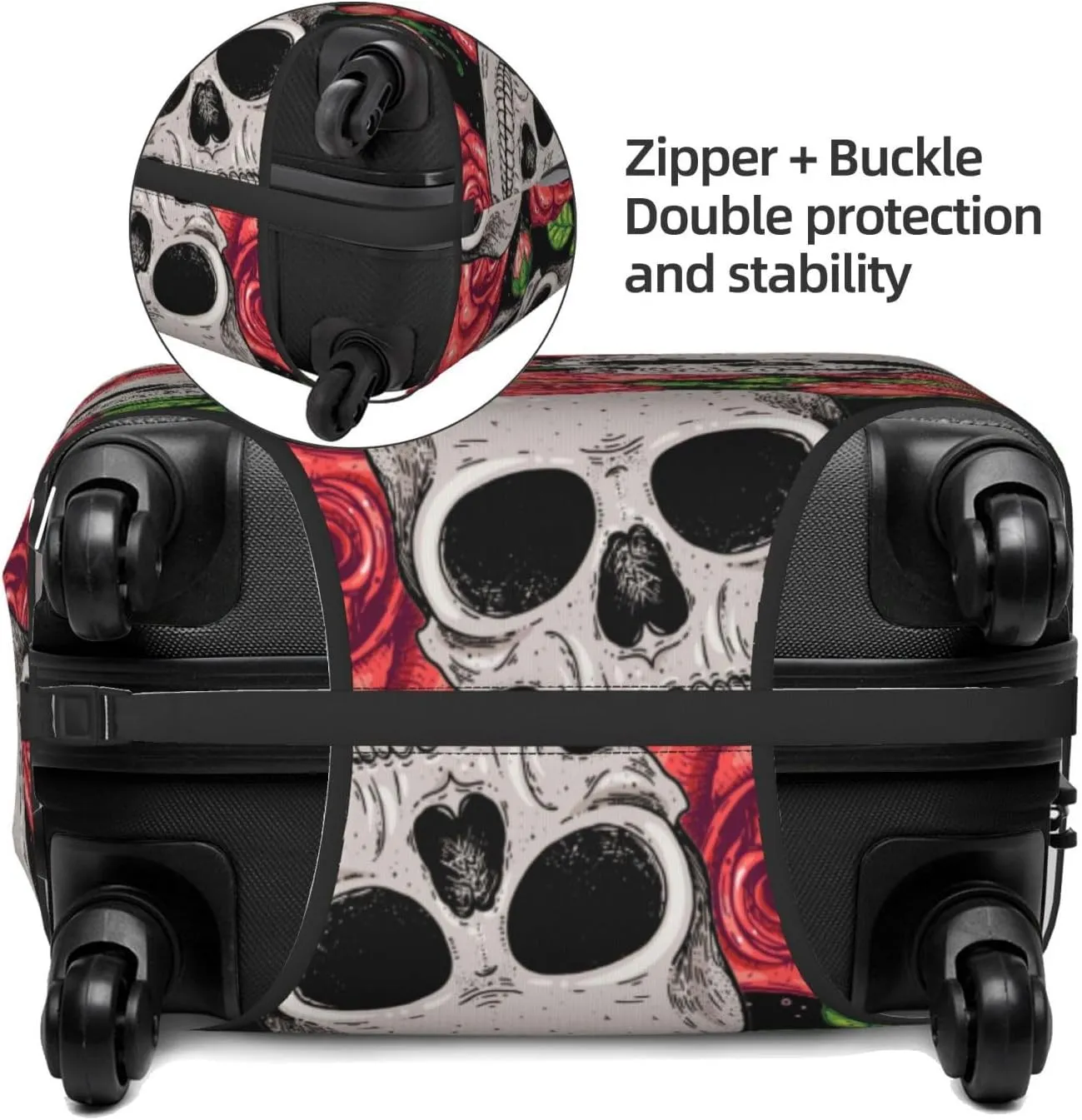 Skull And Roses Luggage Cover,Washable Suitcase Covers Fashion Luggage Covers,Anti-Scratch Suitcase Protector Cover