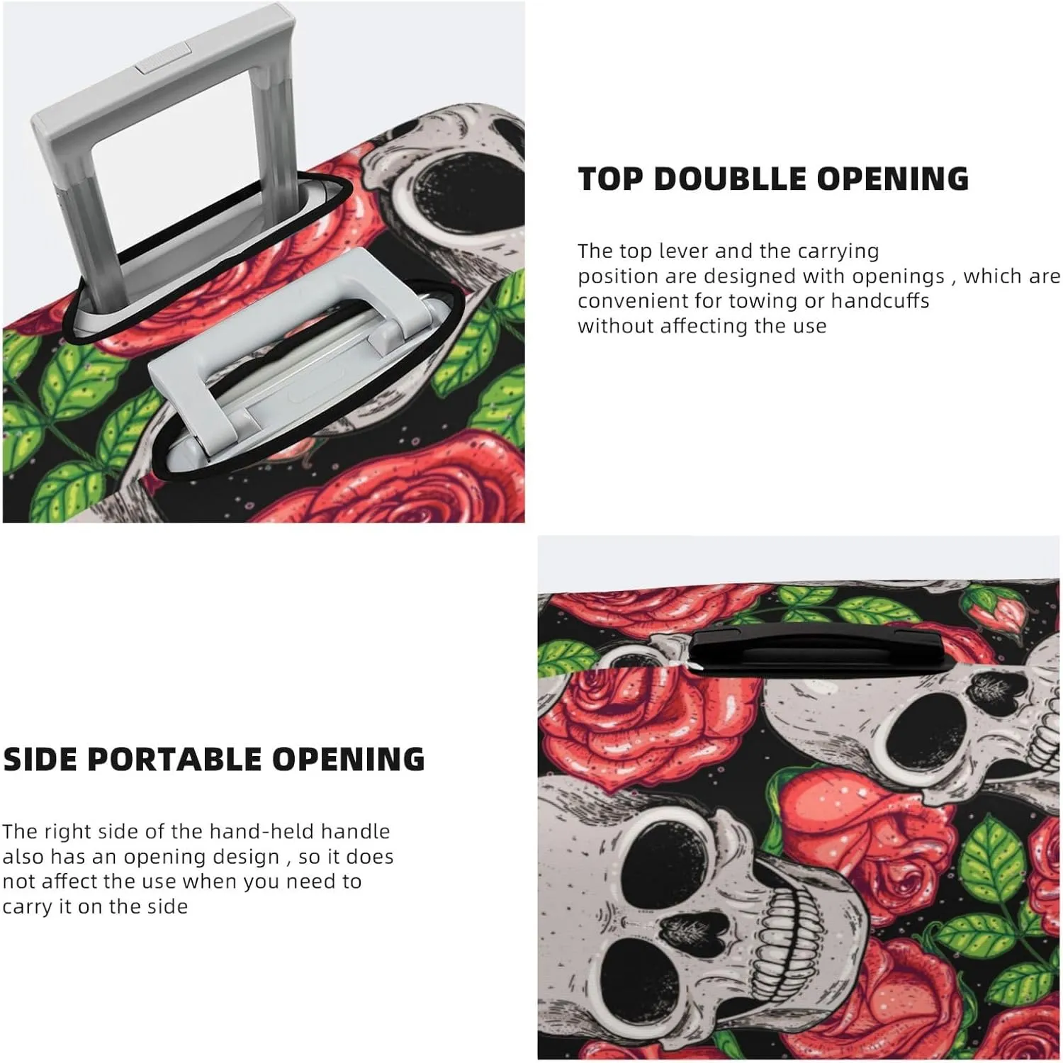 Skull And Roses Luggage Cover,Washable Suitcase Covers Fashion Luggage Covers,Anti-Scratch Suitcase Protector Cover