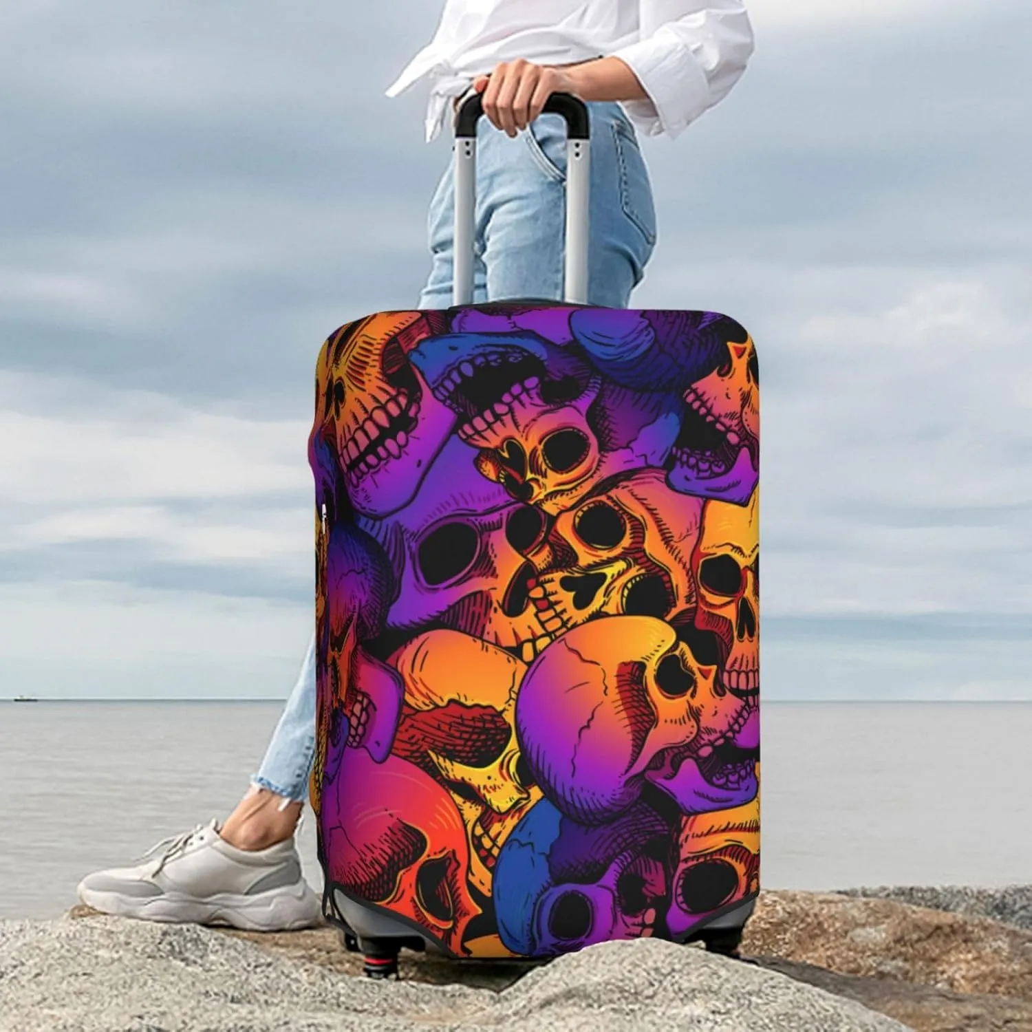 Skull Luggage Cover,Washable Suitcase Covers Fashion Luggage Covers,Anti-Scratch Suitcase Protector Cover