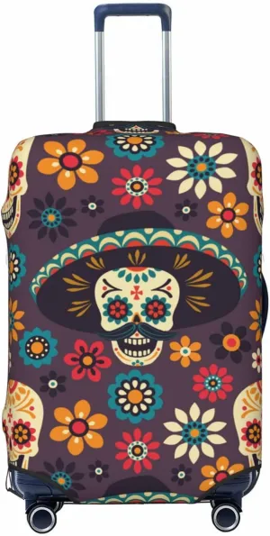 Skulls And Flowers Luggage Cover,Washable Suitcase Covers Fashion Luggage Covers,Anti-Scratch Suitcase Protector Cover