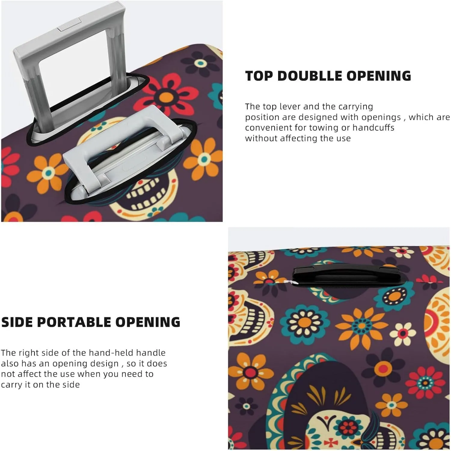 Skulls And Flowers Luggage Cover,Washable Suitcase Covers Fashion Luggage Covers,Anti-Scratch Suitcase Protector Cover