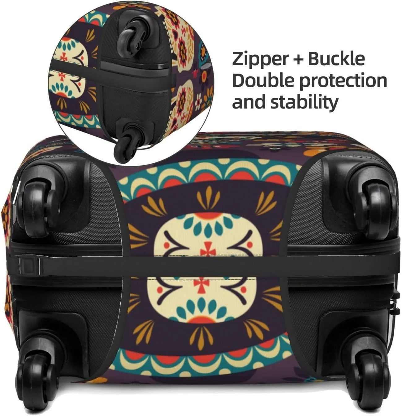 Skulls And Flowers Luggage Cover,Washable Suitcase Covers Fashion Luggage Covers,Anti-Scratch Suitcase Protector Cover