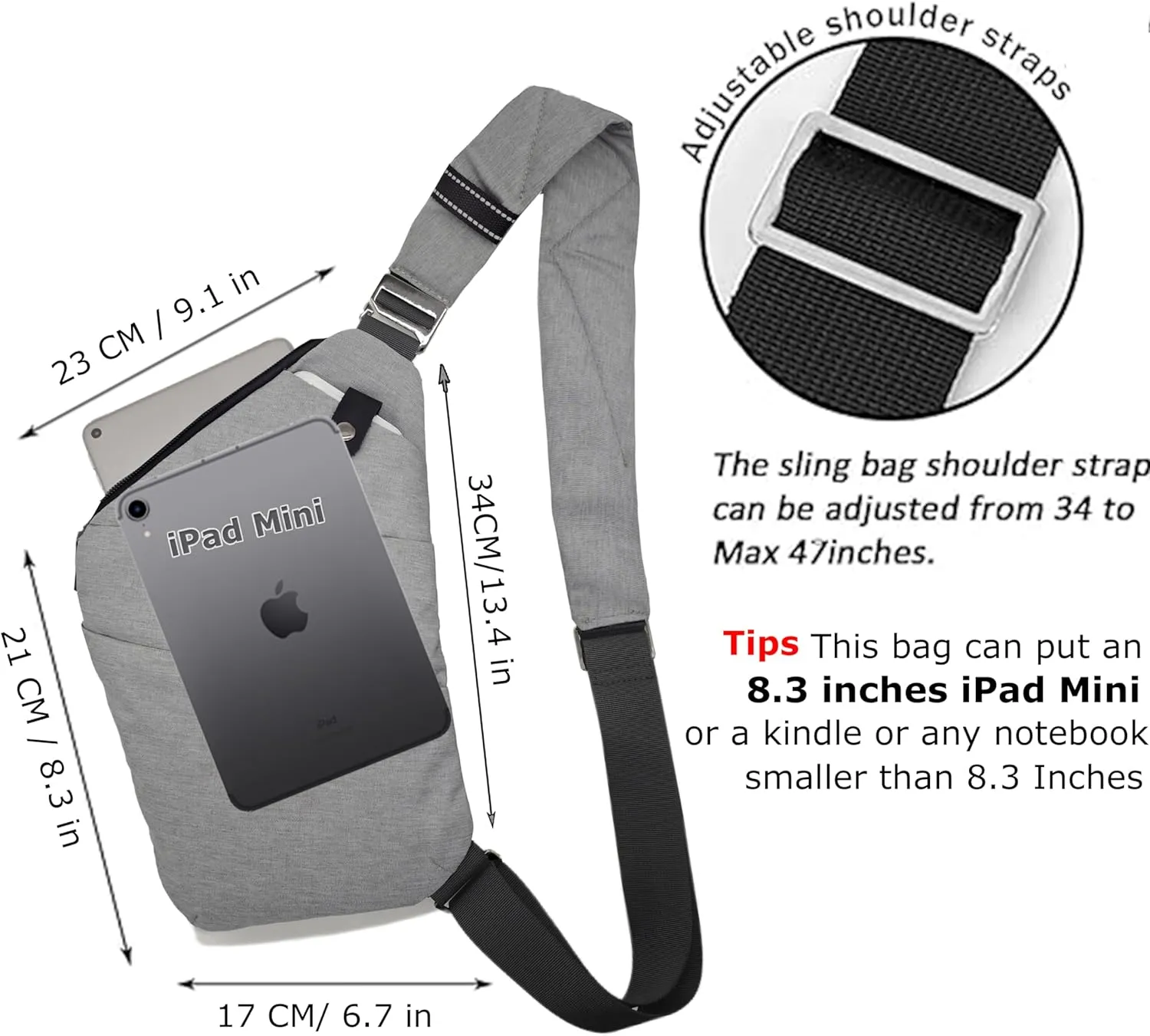 Sling Bag Cross Body Bag, Anti Theft Crossbody Bags for Travel Lightweight Chest Shoulder Bags for Women Men