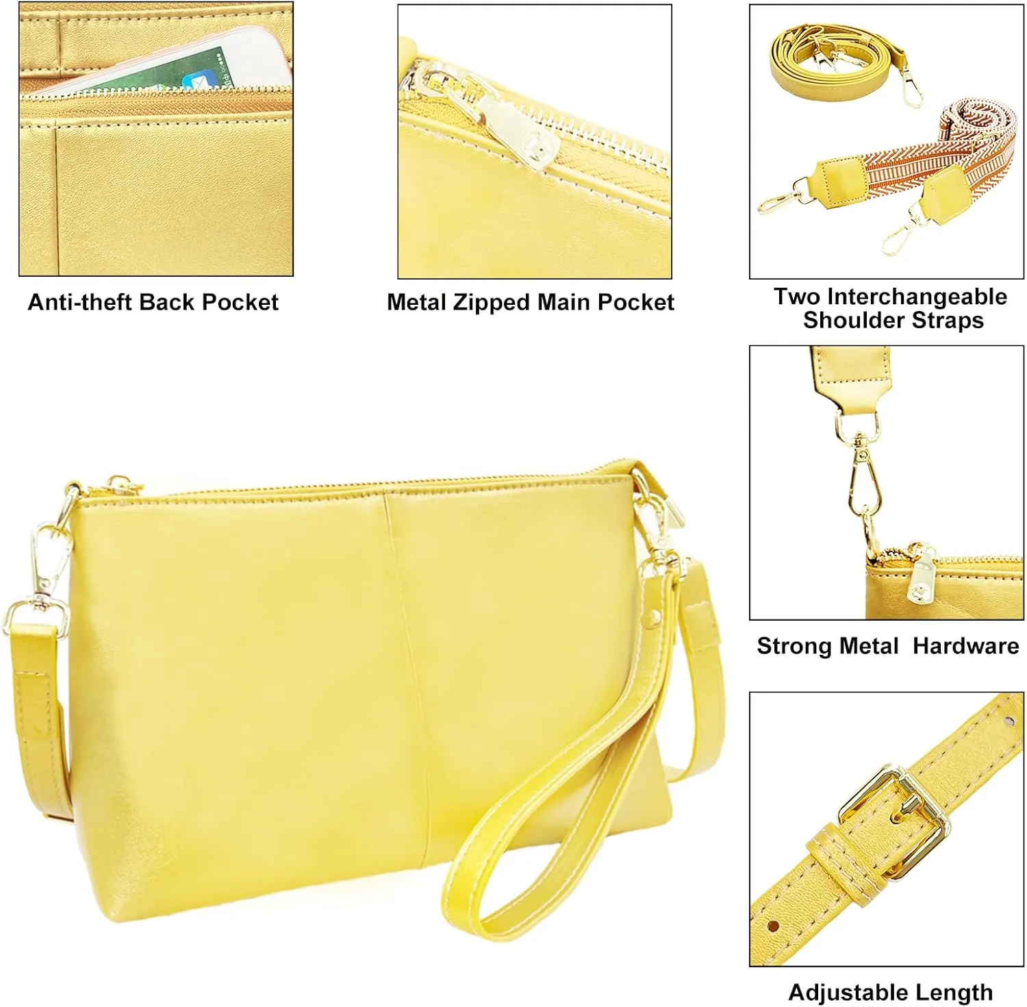 Small Crossbody Clutch Purses Bags for Women Wristlet Wallet Vegan Shoulder Handbags Guitar Strap   Leather Strap