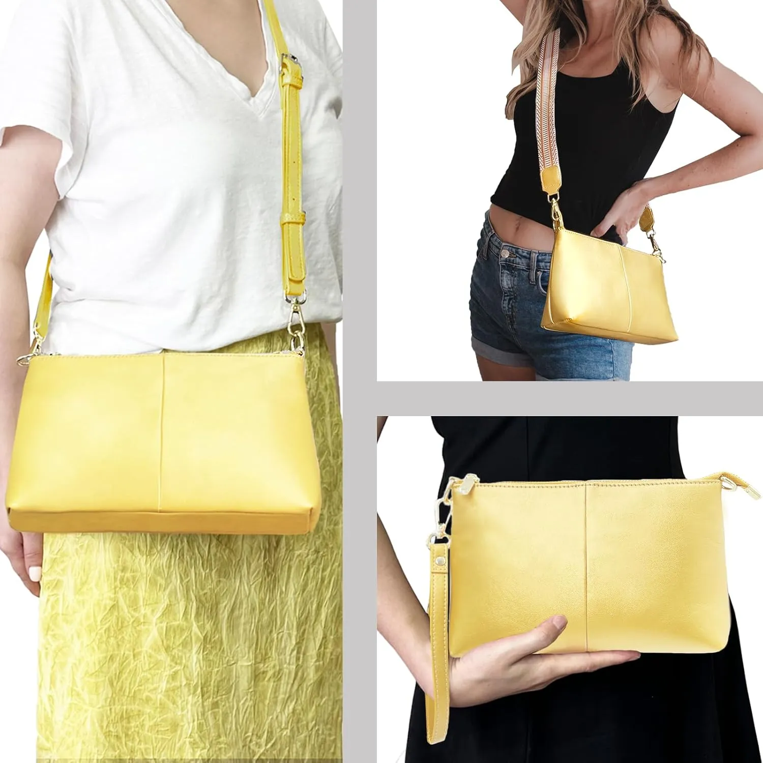 Small Crossbody Clutch Purses Bags for Women Wristlet Wallet Vegan Shoulder Handbags Guitar Strap   Leather Strap