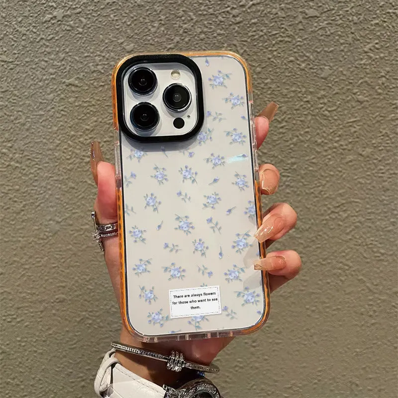 Small fresh floral transparent Apple phone case