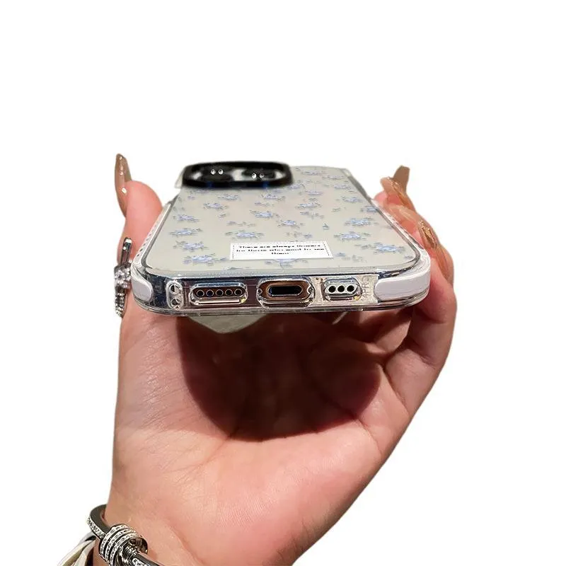 Small fresh floral transparent Apple phone case