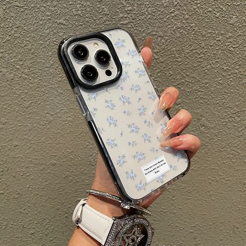 Small fresh floral transparent Apple phone case