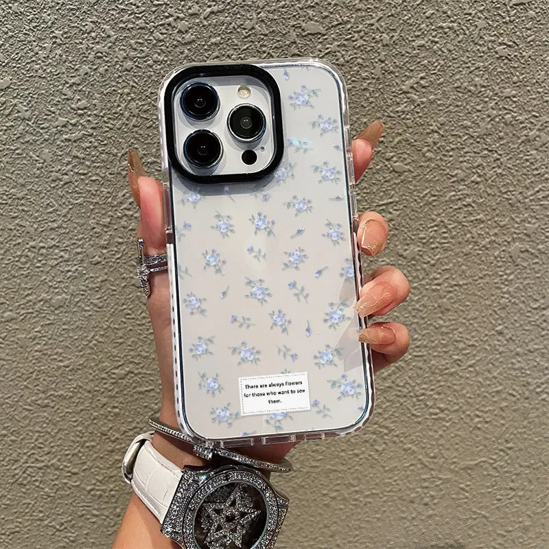 Small fresh floral transparent Apple phone case