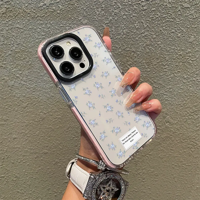 Small fresh floral transparent Apple phone case