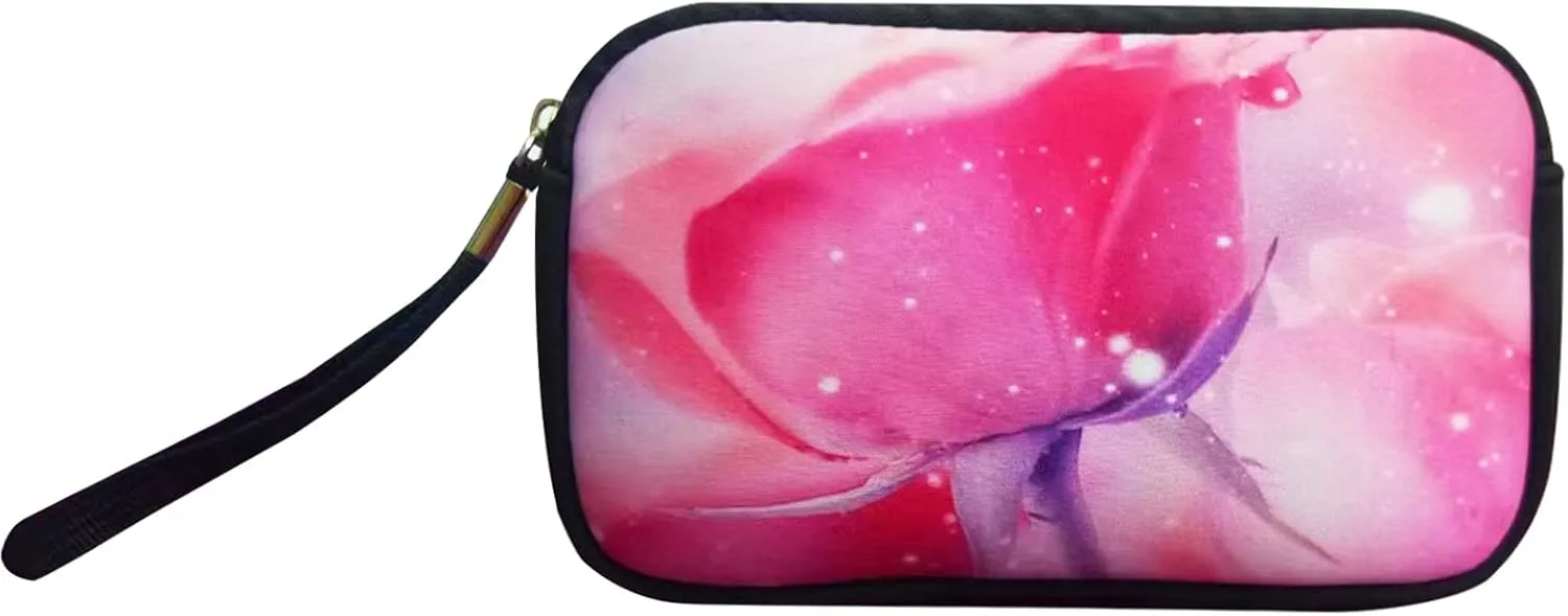 Small Toiletry Bags for Women, Adorable Roomy Makeup Pouch- Purse Cute Cosmetic Bag Travel Toiletry Bag Pouch Waterproof Organizer Bag (Rose)