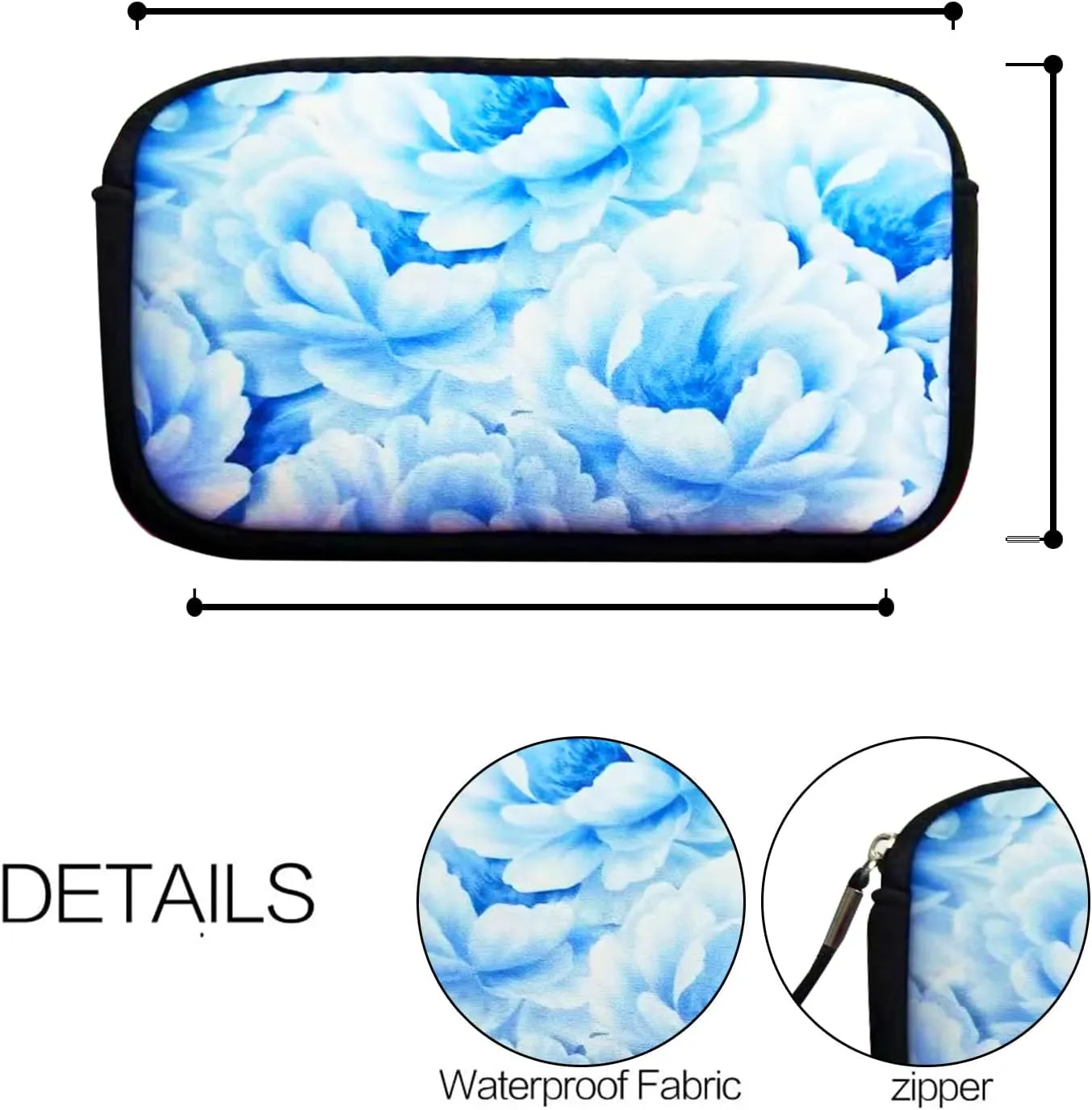 Small Toiletry Bags for Women, Adorable Roomy Makeup Pouch- Purse Cute Cosmetic Bag Travel Toiletry Bag Pouch Waterproof Organizer Bag (White Flowers)