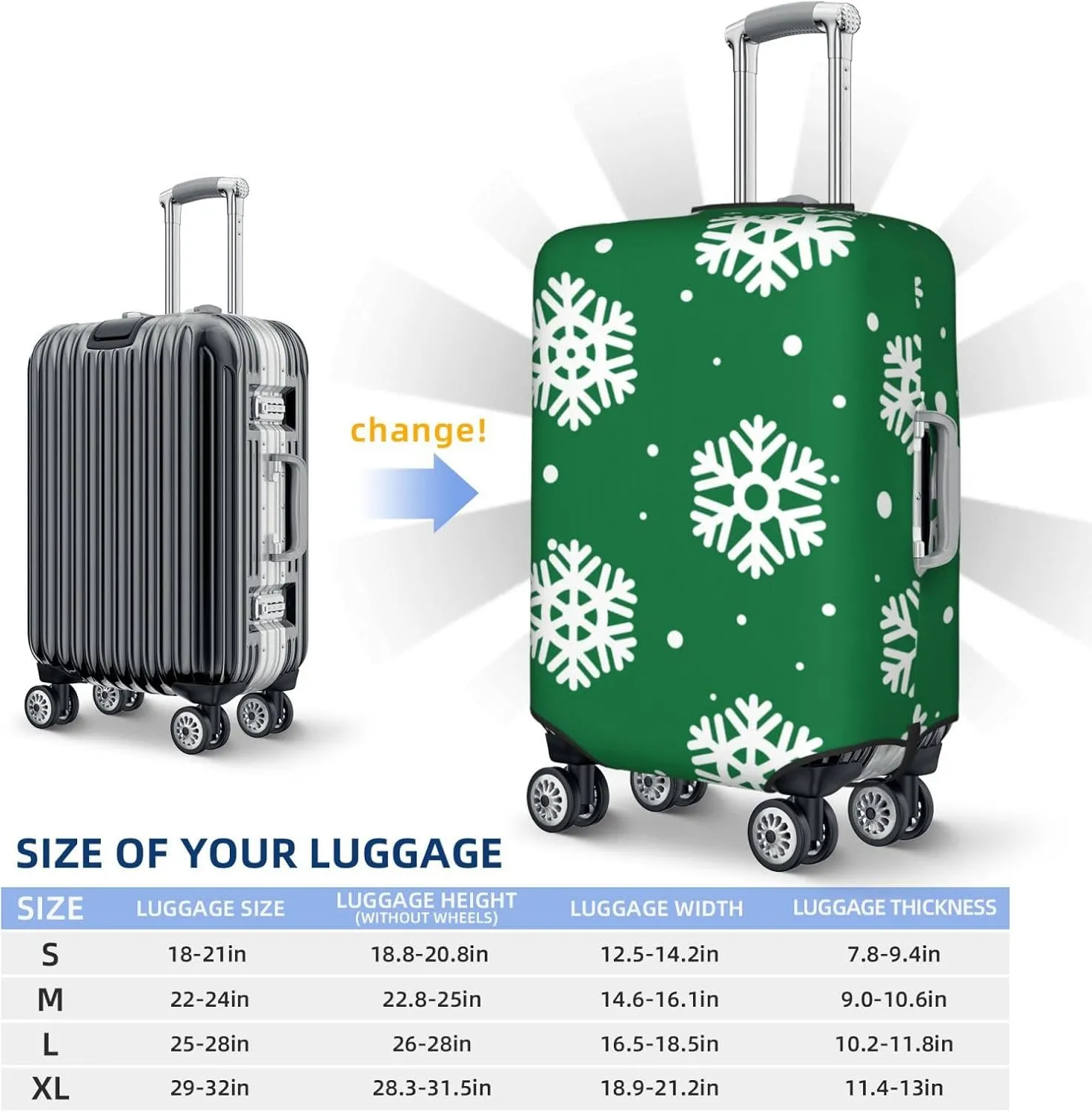Snowflake Luggage Cover,Washable Suitcase Covers Fashion Luggage Covers,Anti-Scratch Suitcase Protector Cover