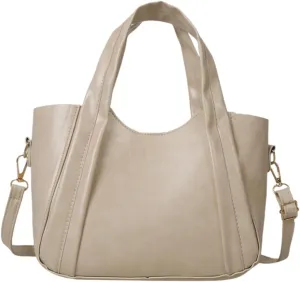 Solid Color Bucket Bag PU Shoulder Bag Versatile Leather Bag Large Capacity Handbag for Girl Women Crossbody Bags Tote