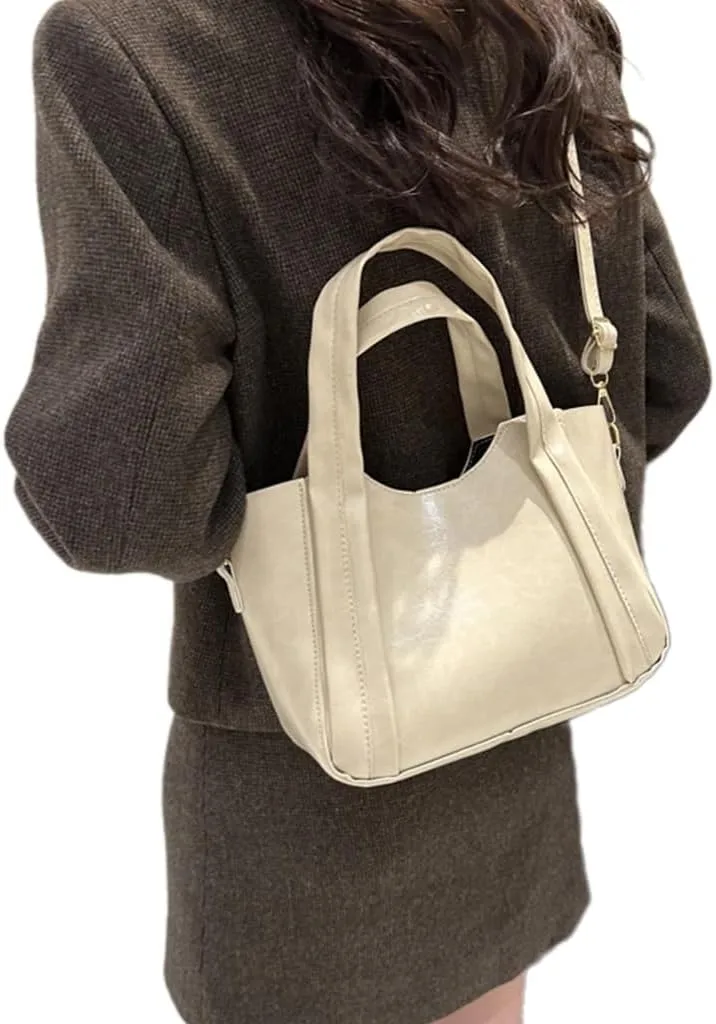 Solid Color Bucket Bag PU Shoulder Bag Versatile Leather Bag Large Capacity Handbag for Girl Women Crossbody Bags Tote