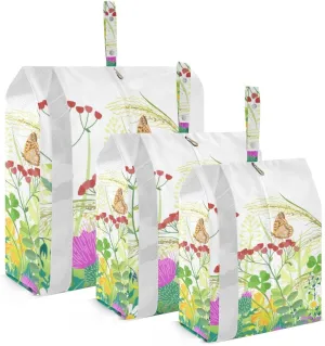 Spring Cute Flowers Packing Cubes Set of 3, Lightweight Travel Luggage Organizers Foldable Bags for Easy Packing and Organization