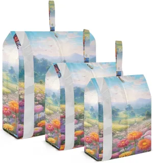 Spring Flowers Butterflies Packing Cubes Set of 3, Lightweight Travel Luggage Organizers Foldable Bags for Easy Packing and Organization