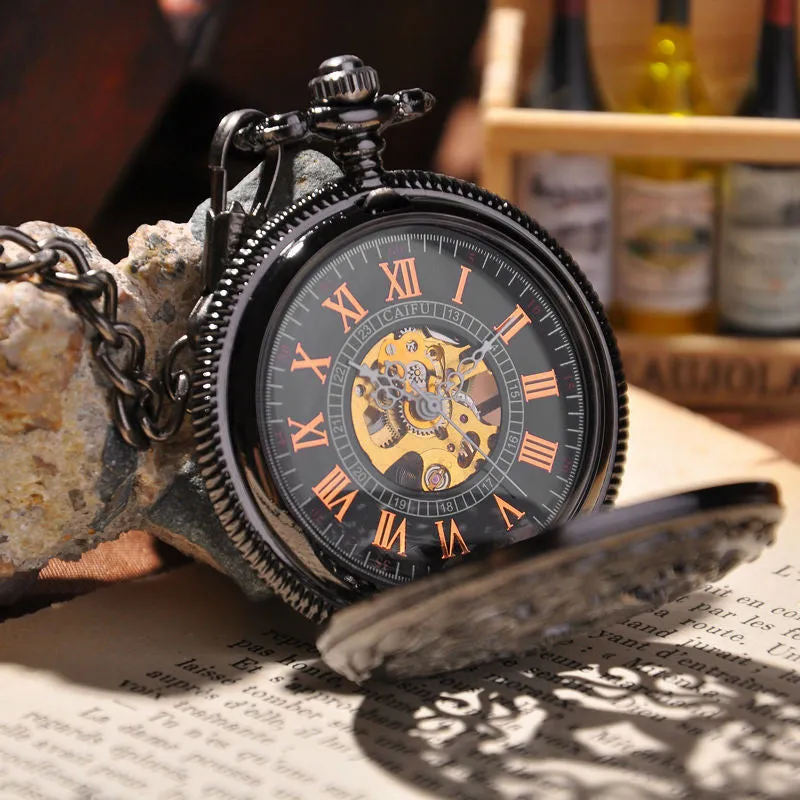 Steampunk Pocket Watch New Design Luxury Brand Fashion Skeleton Watches Hand Wind Mechanical Pocket Watch