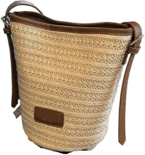 Straw Bag Straw Bucket Bag 2024 New Popular Versatile Crossbody Bag Korean Version Niche Small Bag Straw Beach Bag