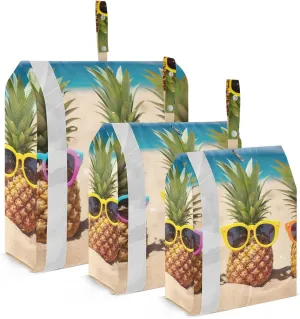 Summer Beach Pineapples Packing Cubes Set of 3, Lightweight Travel Luggage Organizers Foldable Bags for Easy Packing and Organization