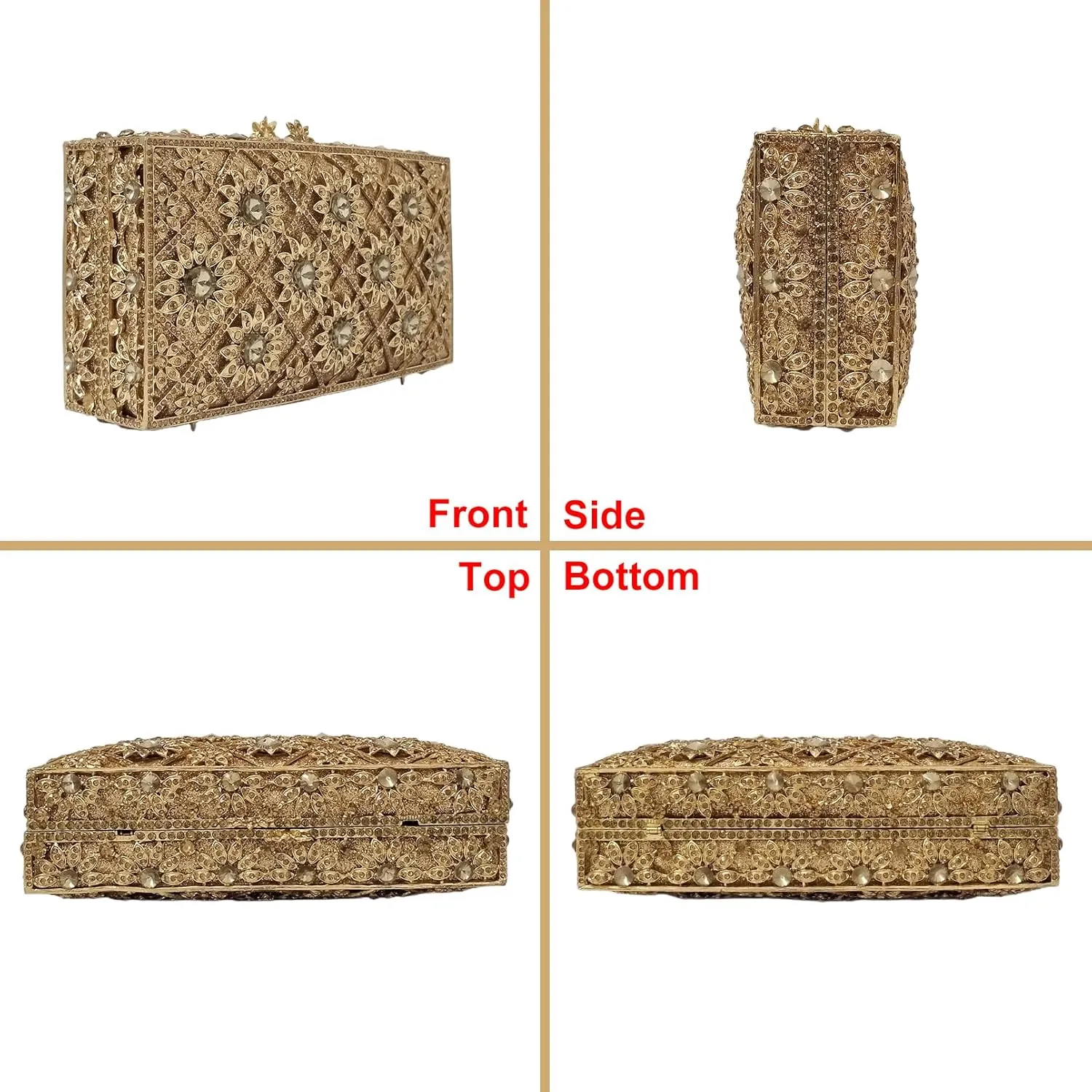 Sunflower Box Crystal Clutch Women Elegant Formal Wedding Bridal Evening Bags Flower Rhinestone Handbags Purse