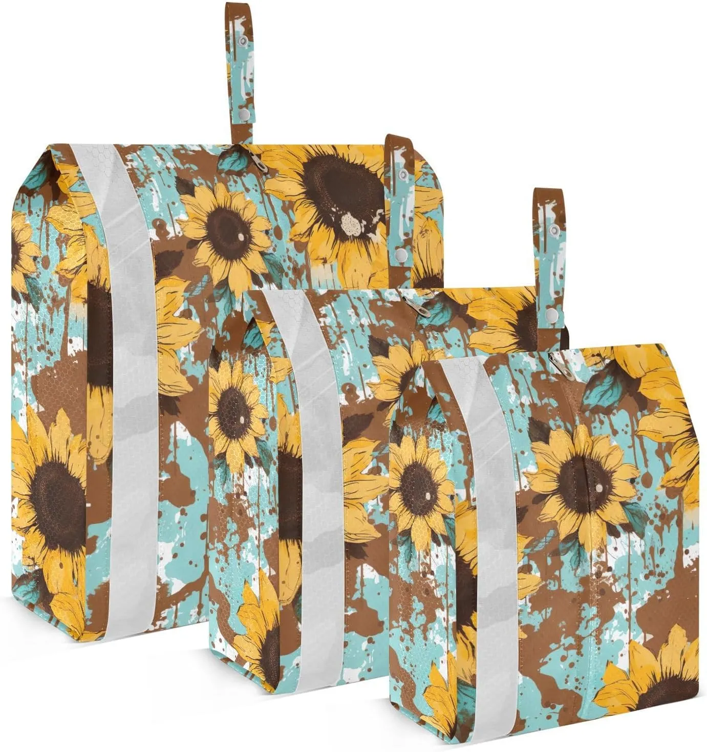 Sunflowers Blue Brown Packing Cubes for Travel 3 Set Travel Compression Bags Luggage Bags Organizer for Carry On