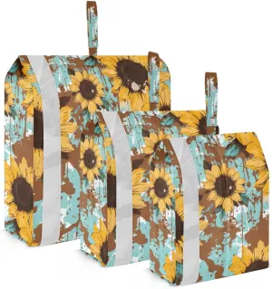 Sunflowers Blue Brown Packing Cubes for Travel 3 Set Travel Compression Bags Luggage Bags Organizer for Carry On