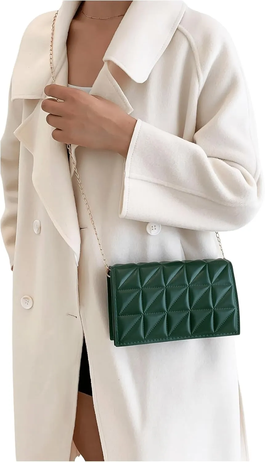 SweatyRocks Women's Casual Chain Shoulder Bag Flap Closure Elegant Crossbody Square Bag