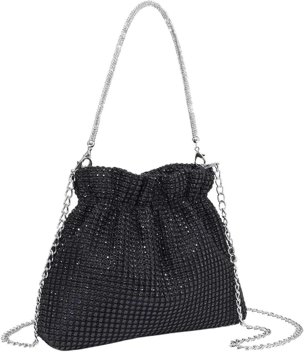 SweatyRocks Women's Sequin Glitter Chain Top Handle Evening Bag Elegant Bucket Bag Crossbody Bags
