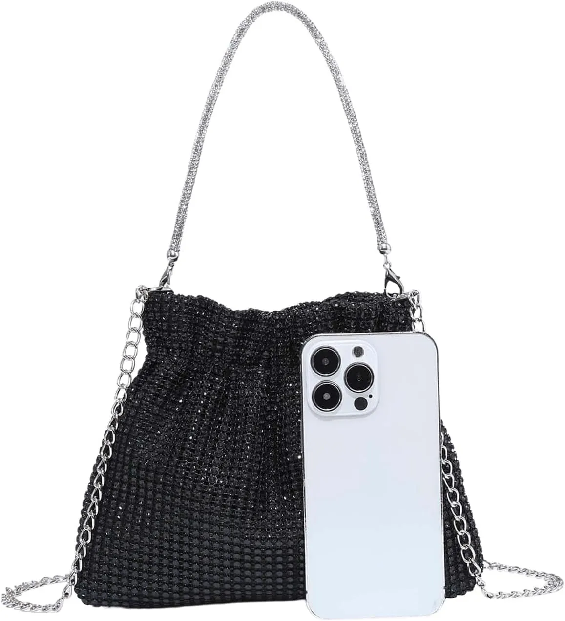 SweatyRocks Women's Sequin Glitter Chain Top Handle Evening Bag Elegant Bucket Bag Crossbody Bags