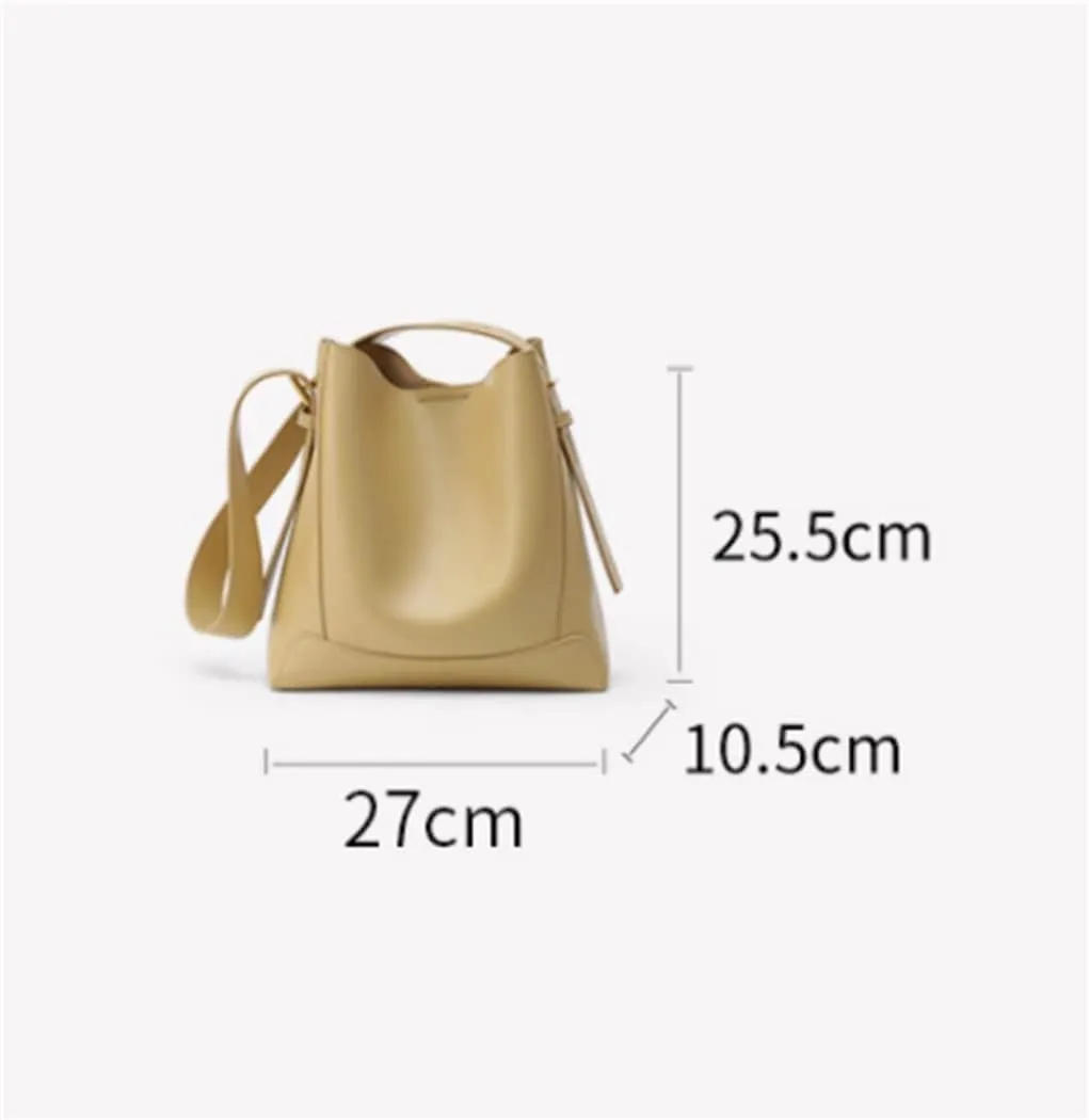 Texture Commuter Bucket Bag Fashion Tote Bag Leather Women's Bag Large Capacity Shoulder Messenger Bag(OneColor)