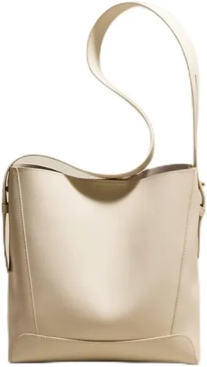 Texture Commuter Bucket Bag Fashion Tote Bag Leather Women's Bag Large Capacity Shoulder Messenger Bag(OneColor)