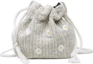 Toiletry Bag Cosmetic Bag Straw Weave Bucket Bags Rattan Women Beach Shoulder Bags Handbags Totes Casual Handbags Cosmetic Bag