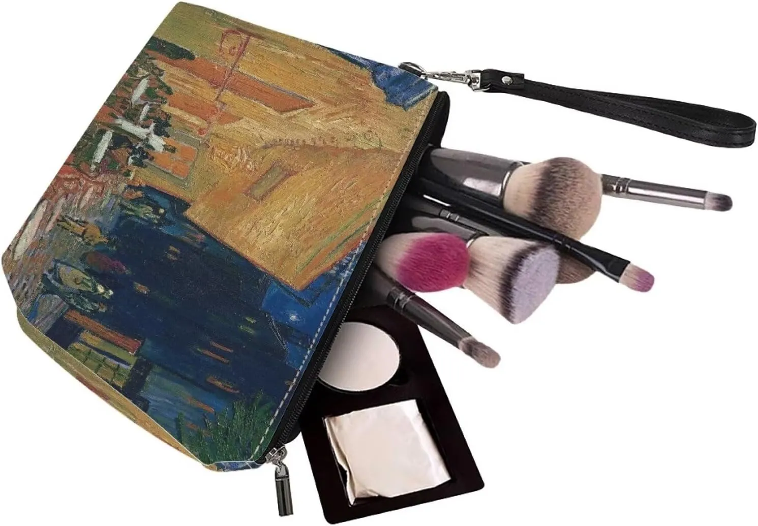 Toiletry Bag for Women Cafe Terrace at Night Bag for Toiletries Make Up Bag Organizer Bag Kawaii Makeup Accessory Bag Small Makeup Bag Roomy Makeup Bags with Zipper Toiletry Bag Blue