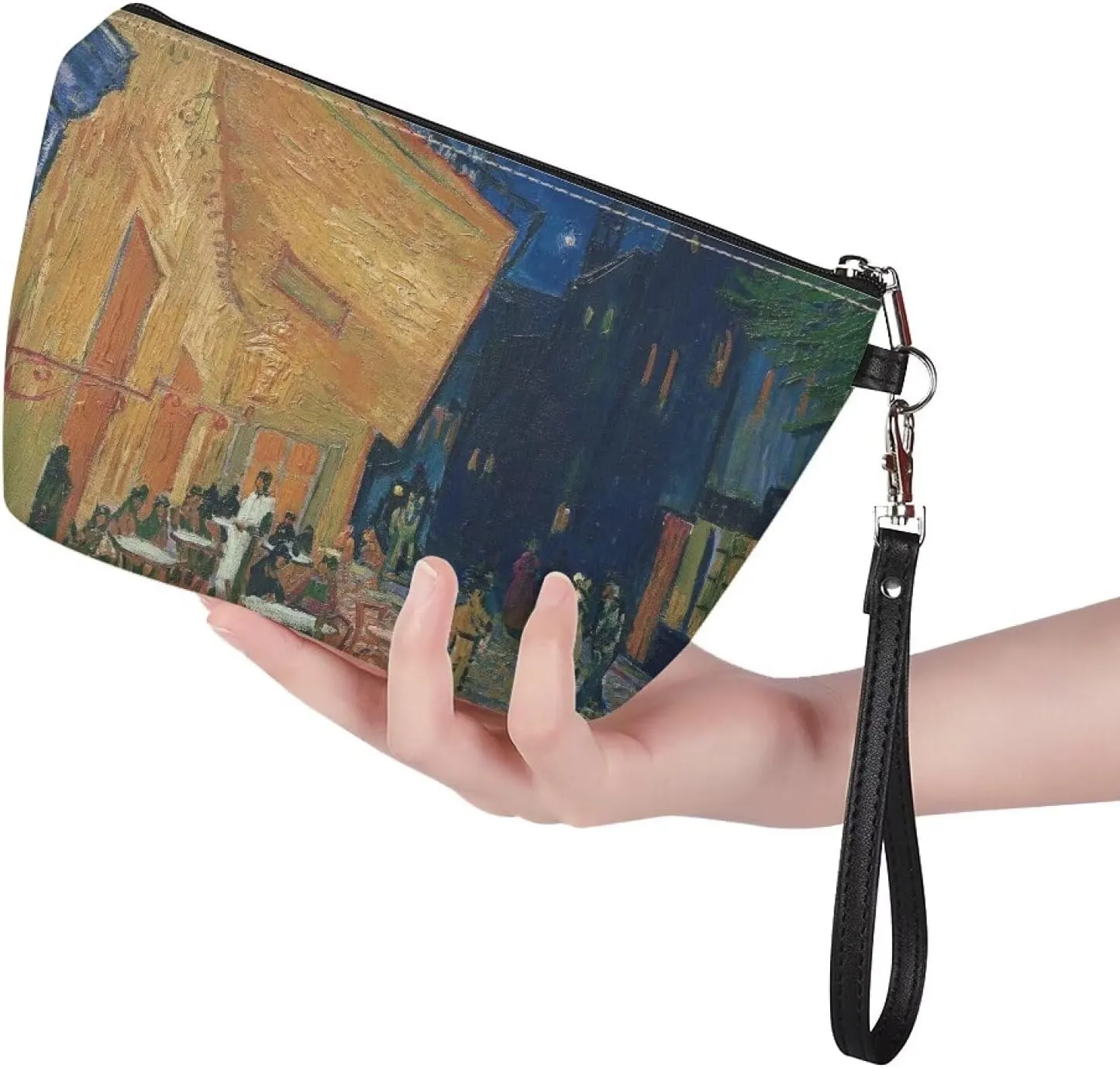 Toiletry Bag for Women Cafe Terrace at Night Bag for Toiletries Make Up Bag Organizer Bag Kawaii Makeup Accessory Bag Small Makeup Bag Roomy Makeup Bags with Zipper Toiletry Bag Blue