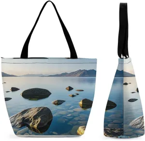 Tote Bags for Women Basalt at Sunset Versatile Shoulder Bag with Zipper Large Capacity Handbag Beach Bag Reusable Grocery Bag for Shopping Travel Commuting