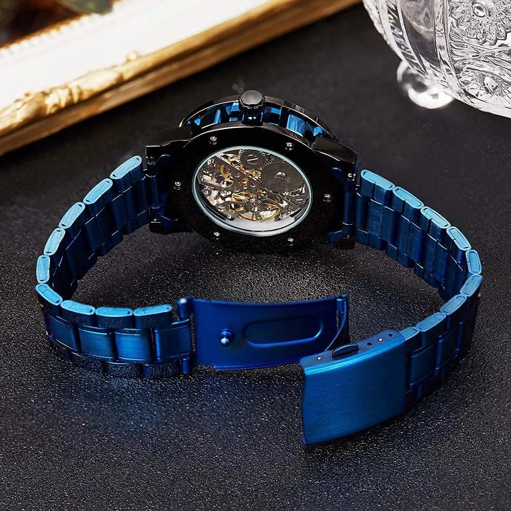 Transparent Fashion Diamond Luminous Gear Movement Royal Design Men Top Brand Luxury Male Mechanical Skeleton Wrist Watch