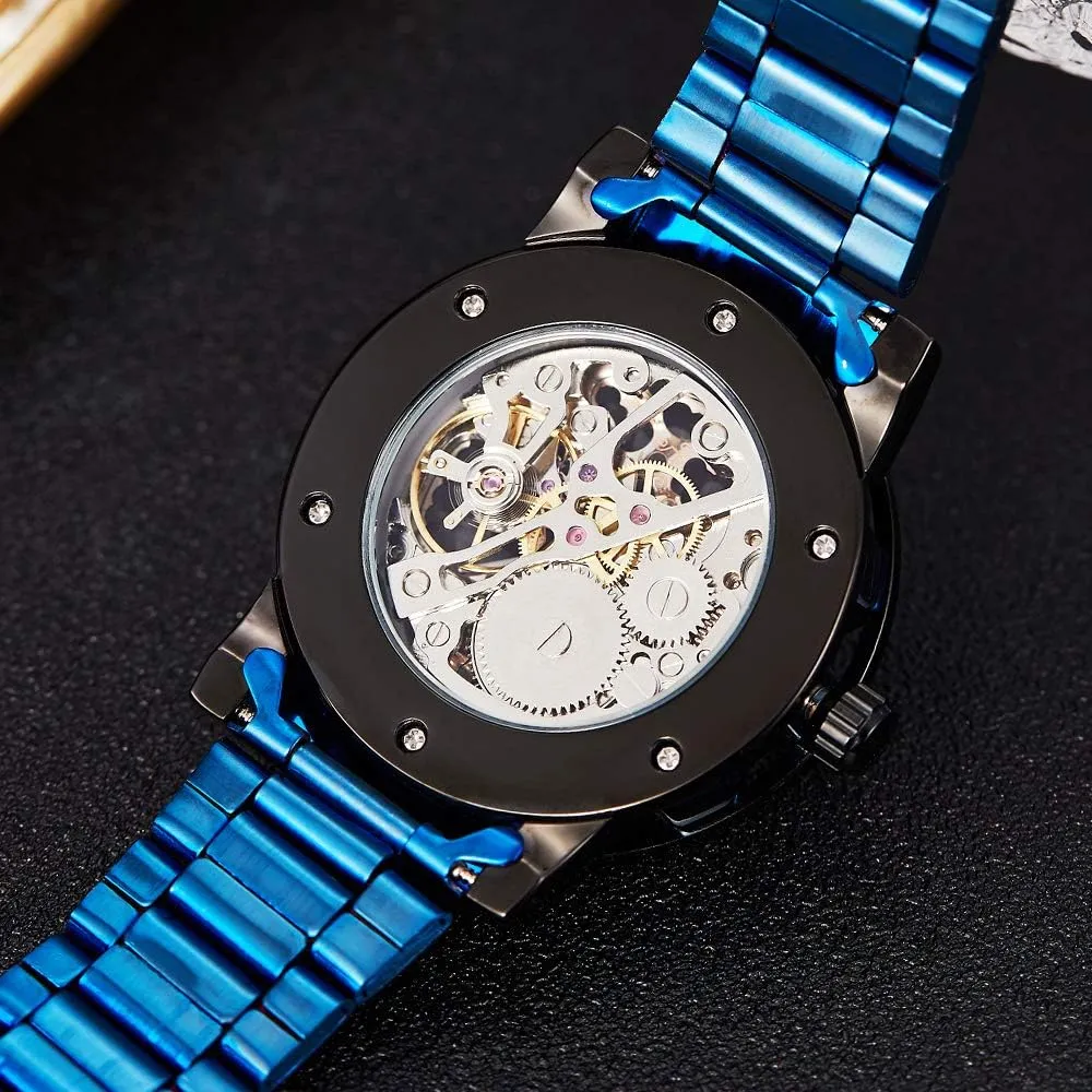 Transparent Fashion Diamond Luminous Gear Movement Royal Design Men Top Brand Luxury Male Mechanical Skeleton Wrist Watch