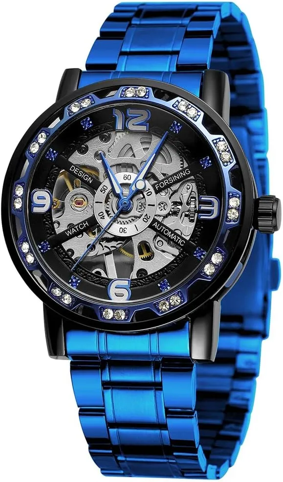 Transparent Fashion Diamond Luminous Gear Movement Royal Design Men Top Brand Luxury Male Mechanical Skeleton Wrist Watch