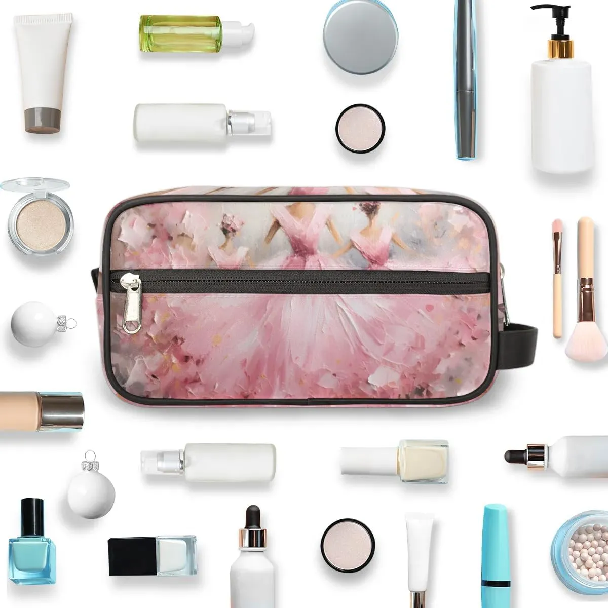 Travel Toiletry Bag for Women Men Elegant Ballet Oil Painting Hanging Cosmetic Bag Waterproof Makeup Bag for Shaving Makeup Toothbrush & Travel Essentials