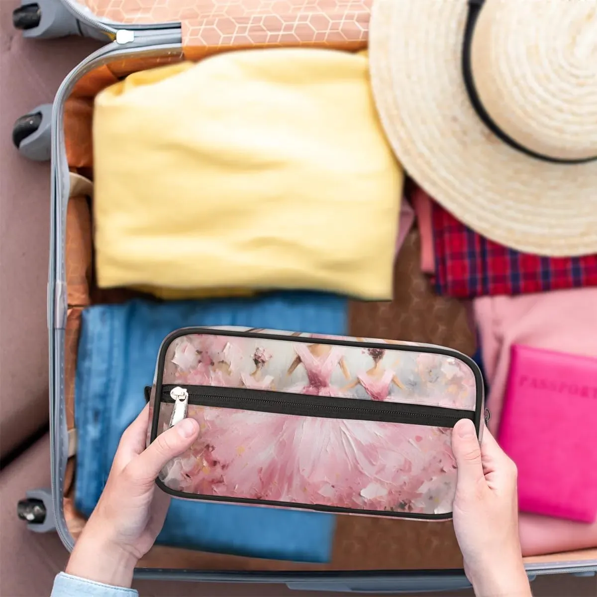 Travel Toiletry Bag for Women Men Elegant Ballet Oil Painting Hanging Cosmetic Bag Waterproof Makeup Bag for Shaving Makeup Toothbrush & Travel Essentials