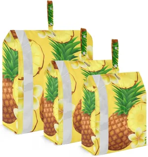 Tropical Flower Pineapple Packing Cubes Set of 3, Lightweight Travel Luggage Organizers Foldable Bags for Easy Packing and Organization