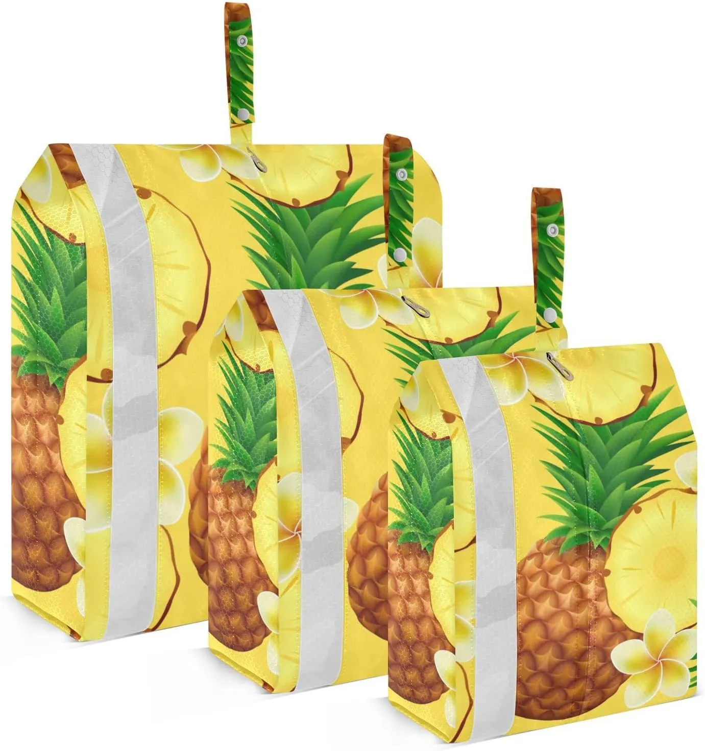 Tropical Flower Pineapple Packing Cubes Set of 3, Lightweight Travel Luggage Organizers Foldable Bags for Easy Packing and Organization
